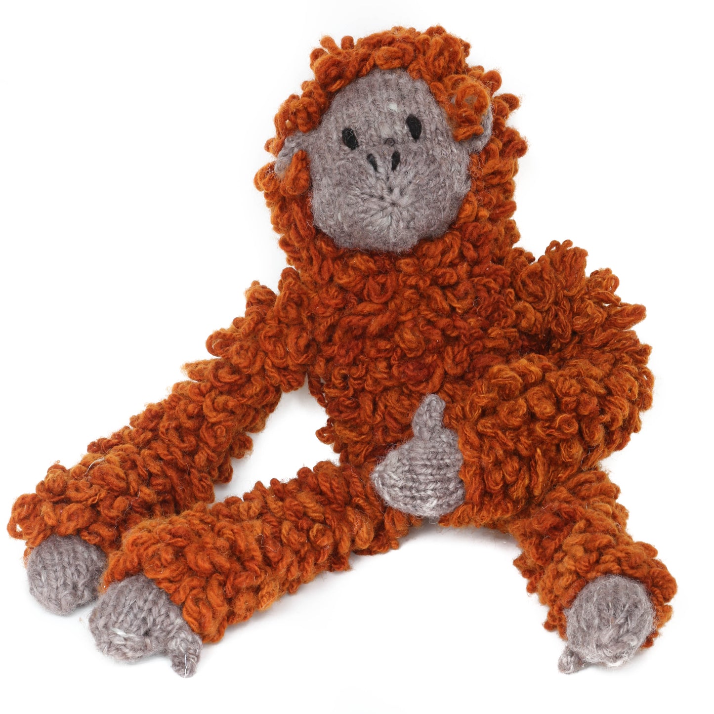 Hand Knit Homespun Wool Orangutan