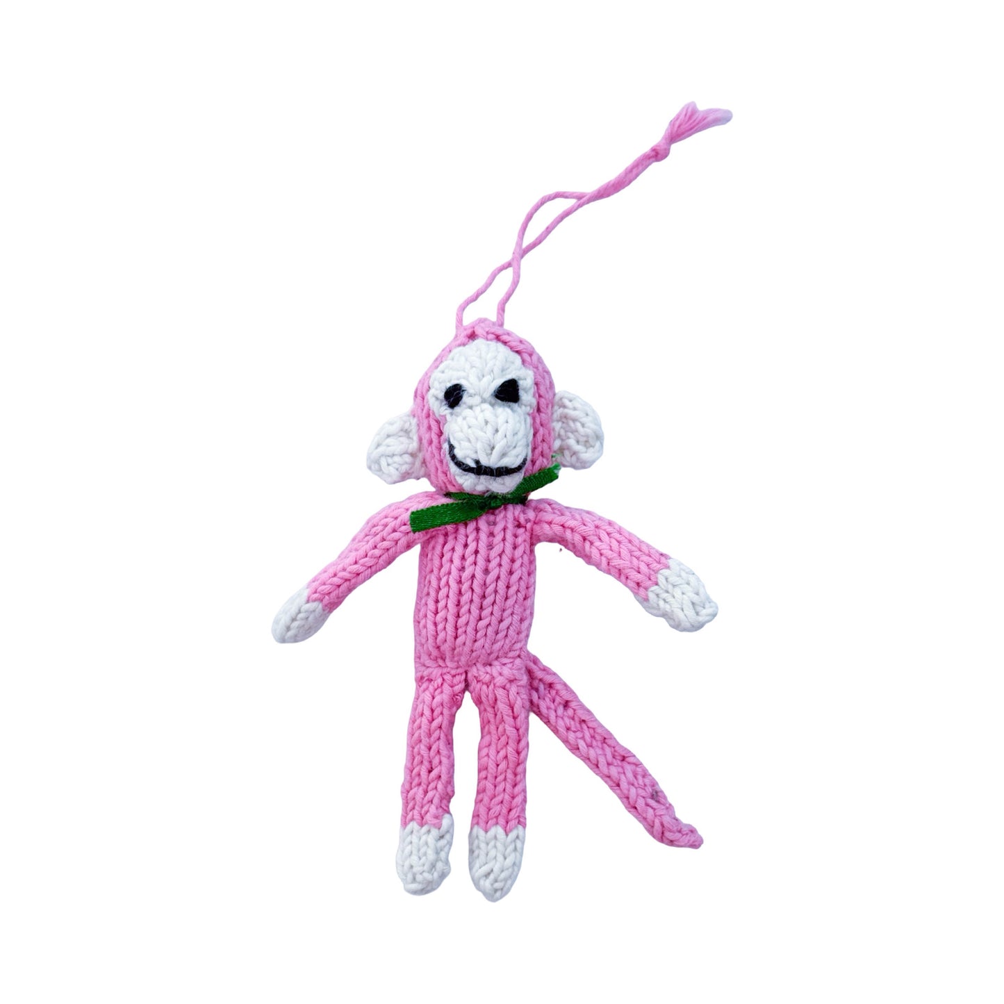 Hand Knit Organic Cotton Ornament - Monkey