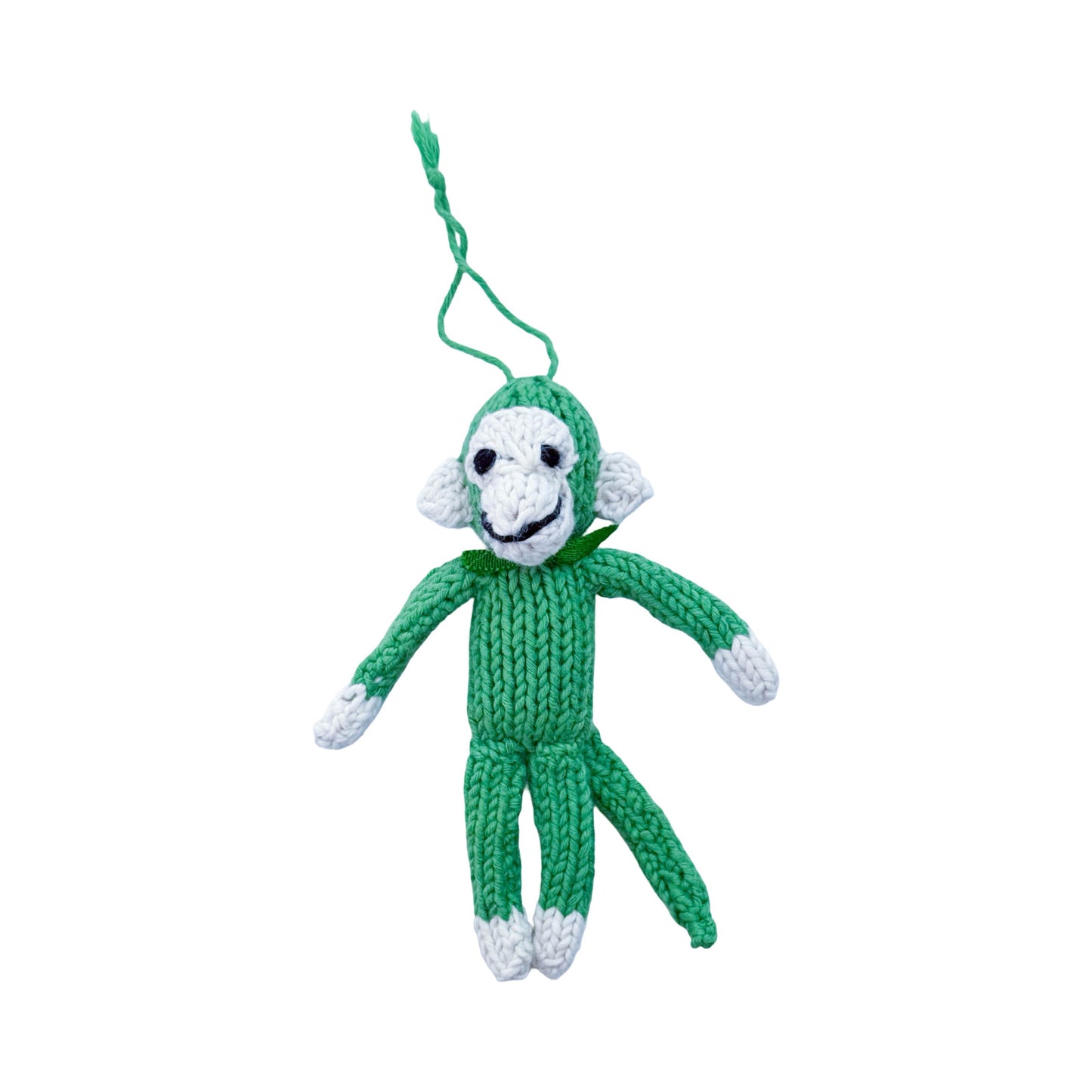 Hand Knit Organic Cotton Ornament - Monkey