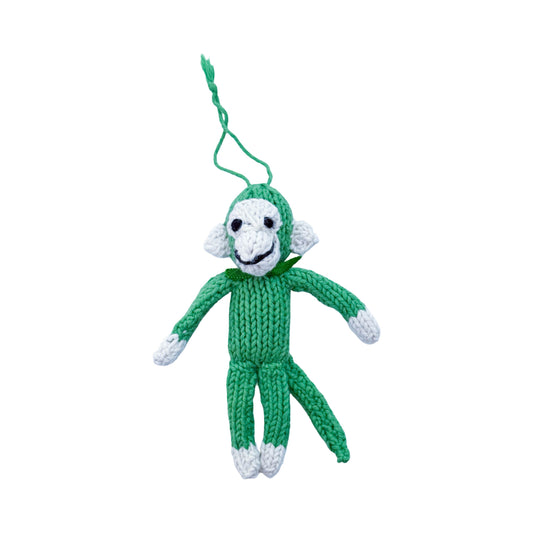 Hand Knit Organic Cotton Ornament - Monkey