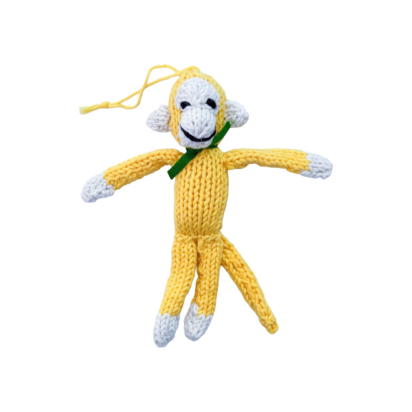 Hand Knit Organic Cotton Ornament - Monkey
