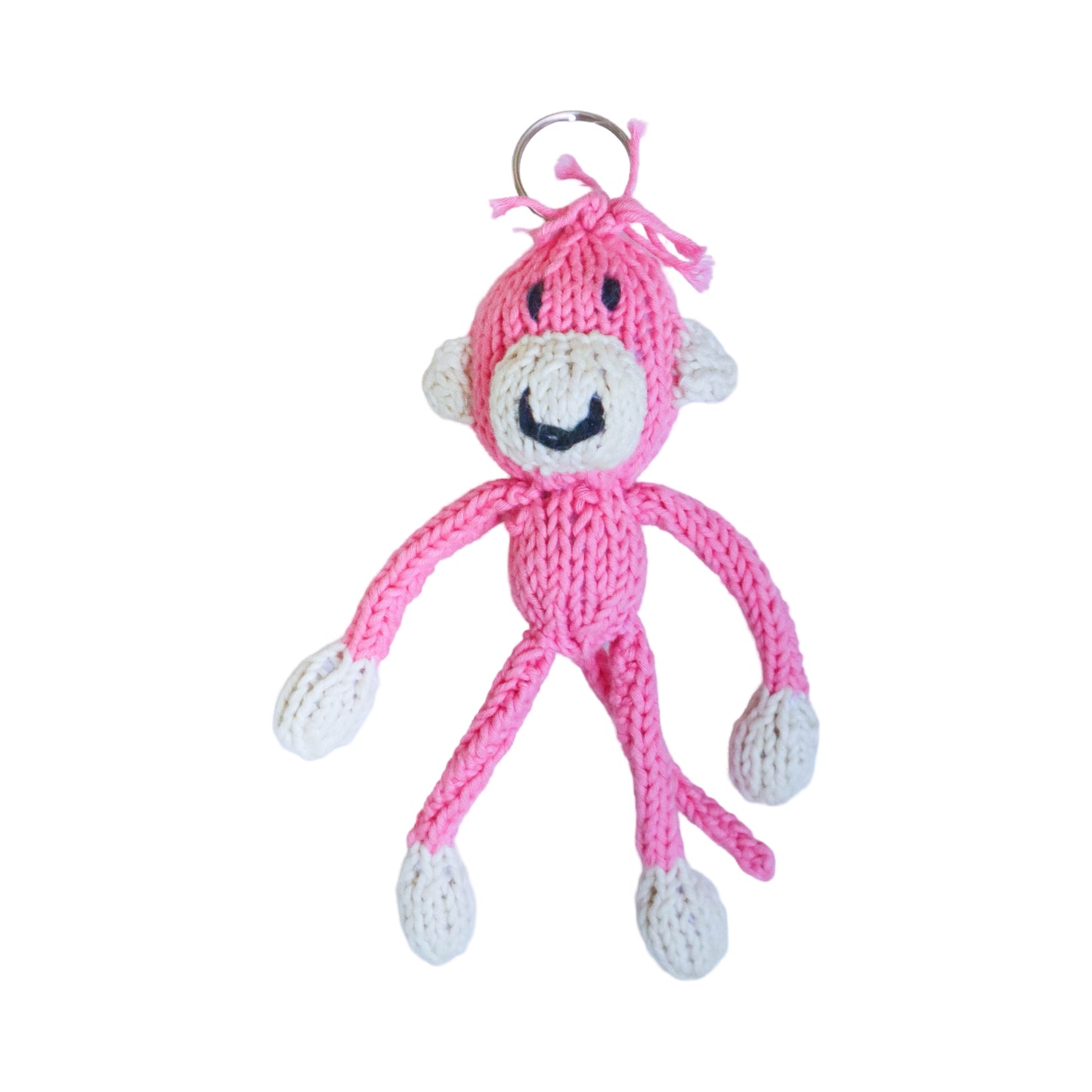 Hand Knit Organic Cotton Monkey Keychain