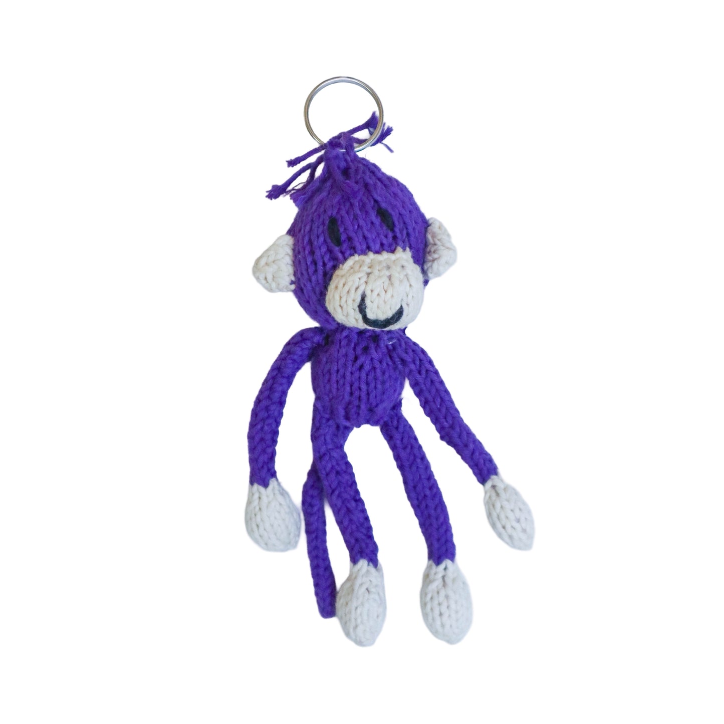 Hand Knit Organic Cotton Monkey Keychain