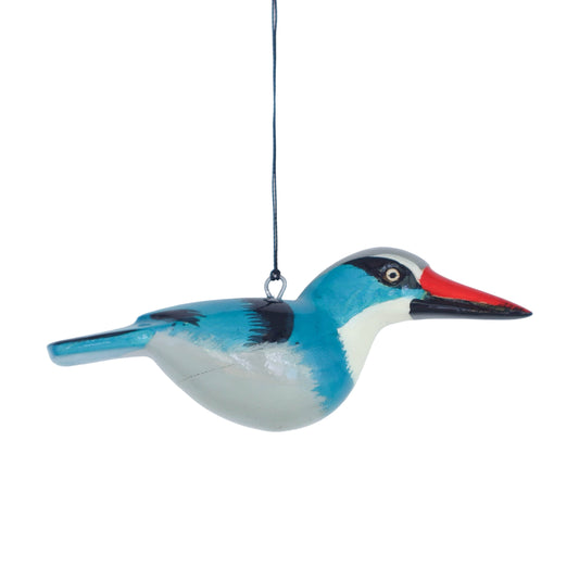 Hand-Carved Bird Ornament - Blue-breasted Kingfisher