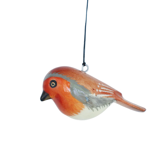 Hand-Carved Bird Ornament - European Robin