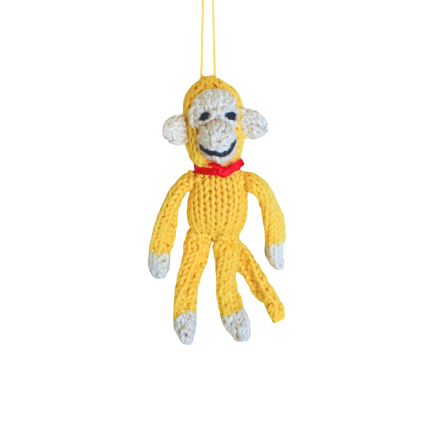 Hand Knit Organic Cotton Ornament - Monkey