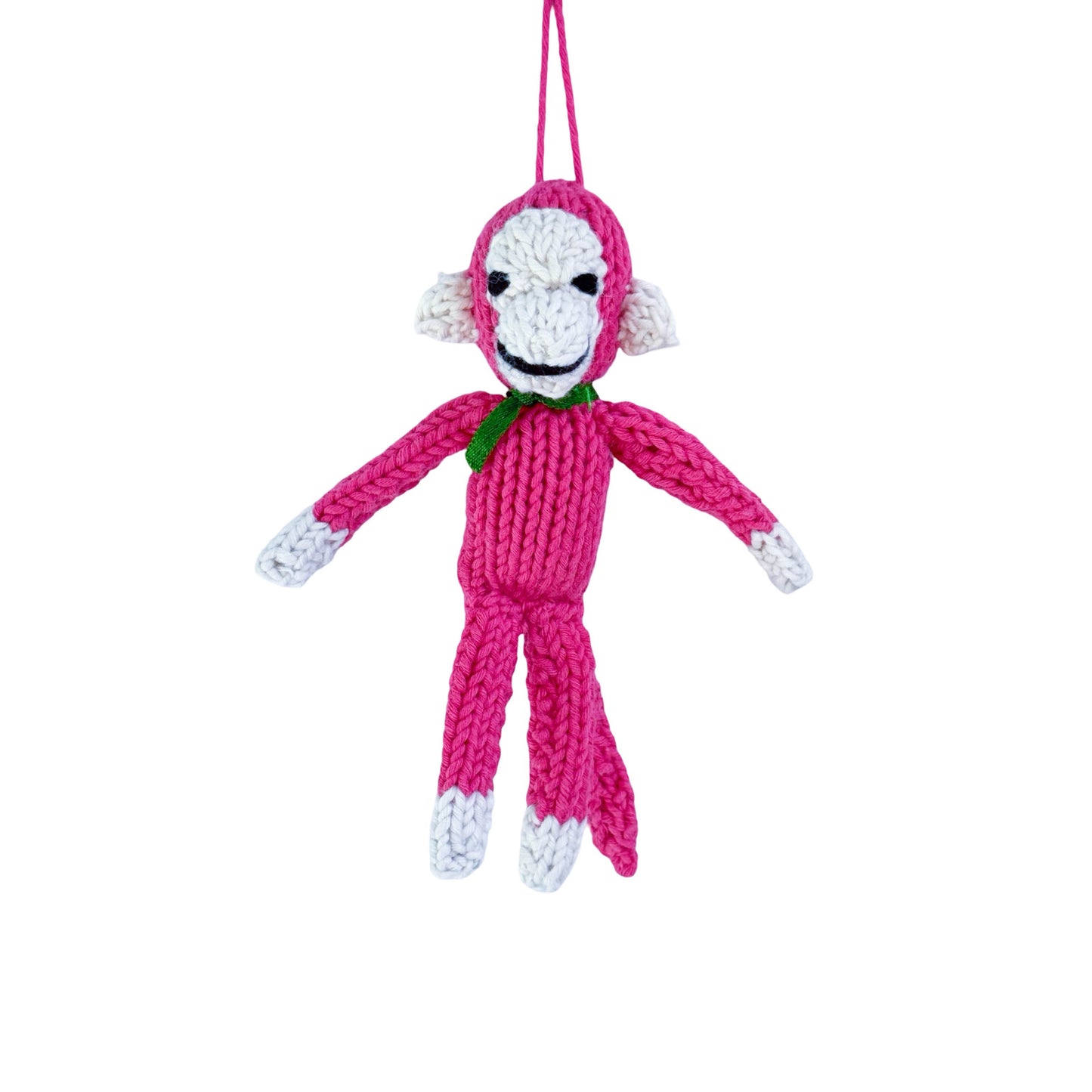 Hand Knit Organic Cotton Ornament - Monkey