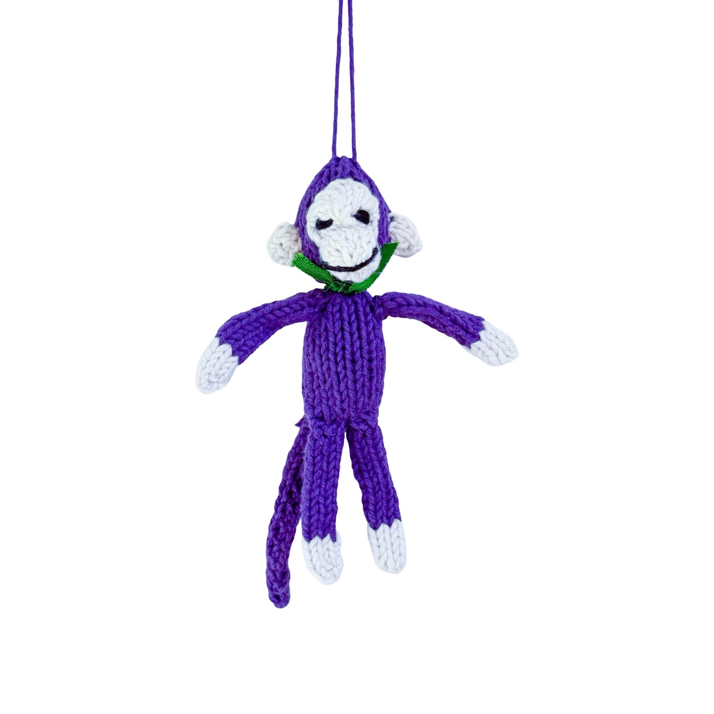 Hand Knit Organic Cotton Ornament - Monkey