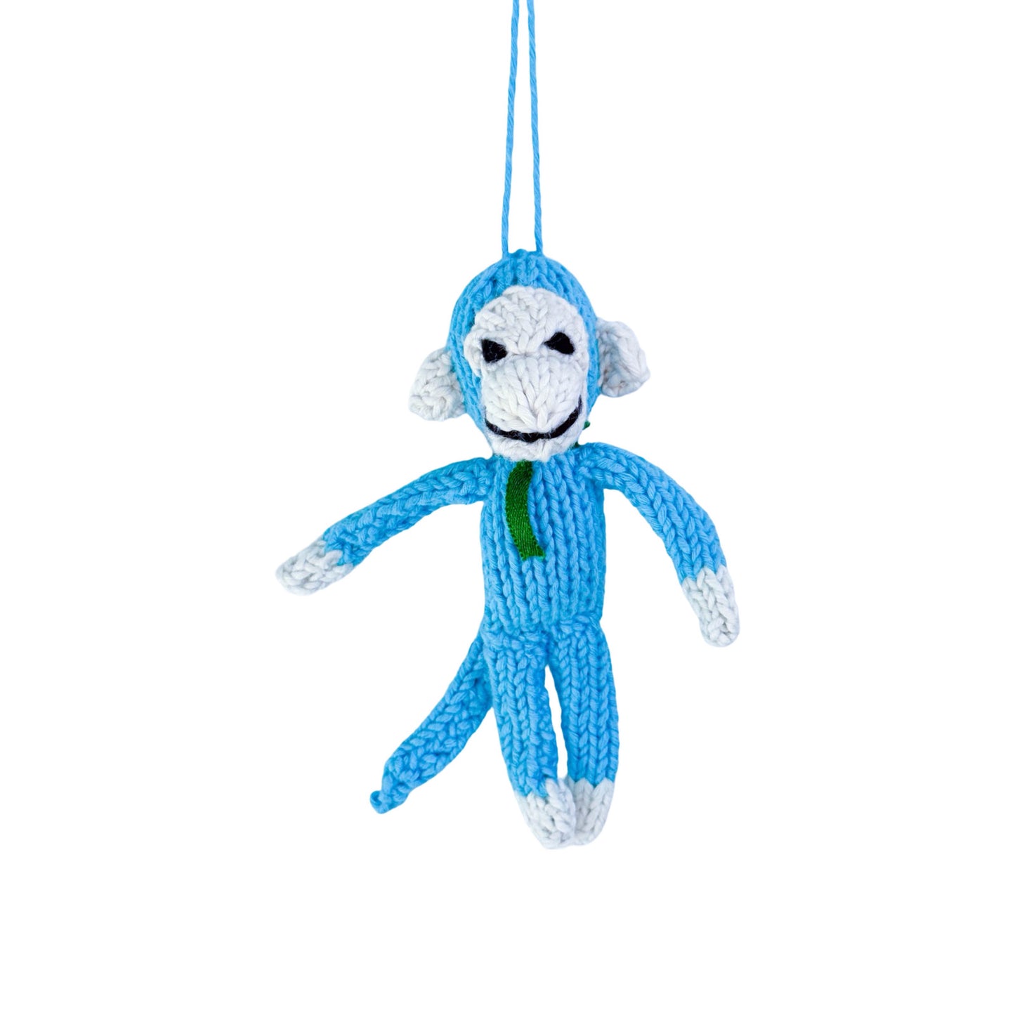 Hand Knit Organic Cotton Ornament - Monkey