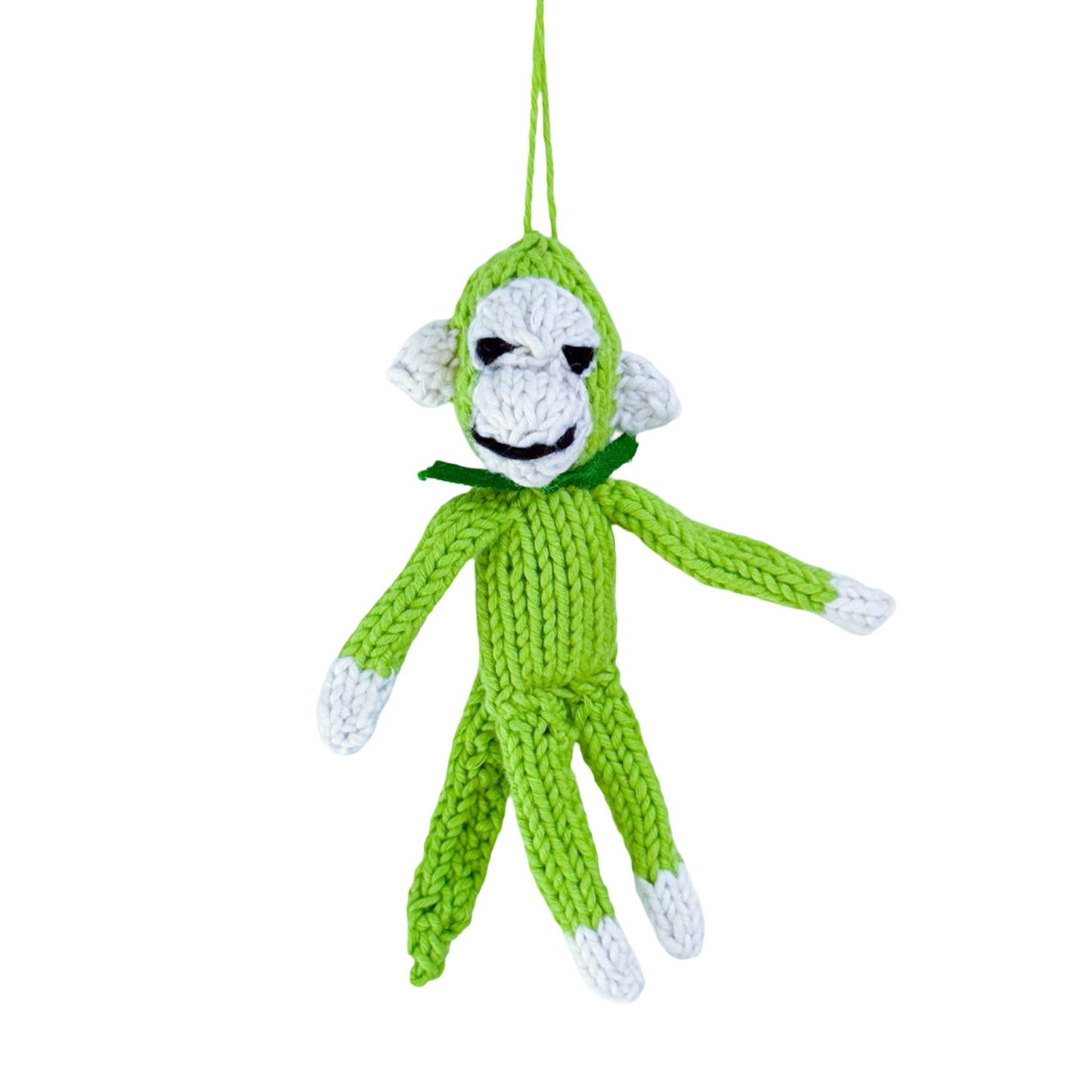 Hand Knit Organic Cotton Ornament - Monkey