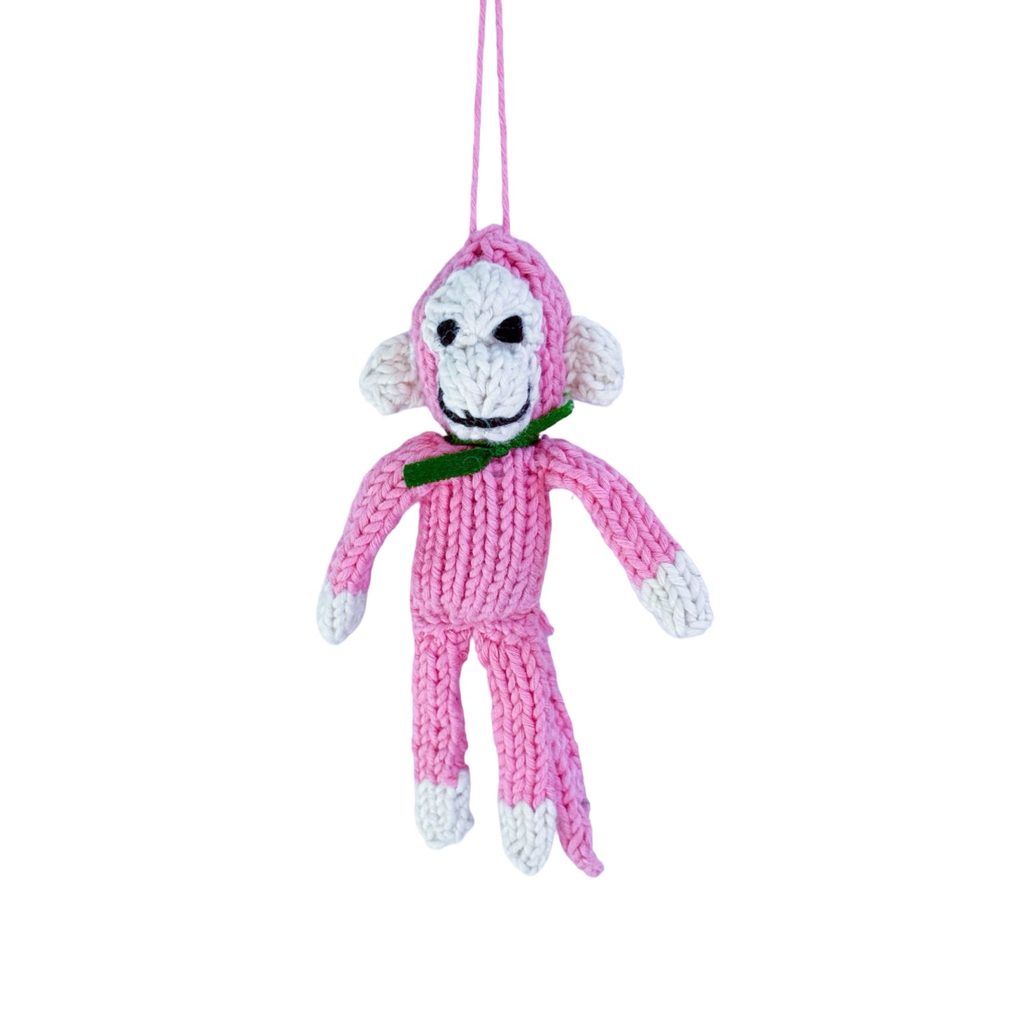 Hand Knit Organic Cotton Ornament - Monkey