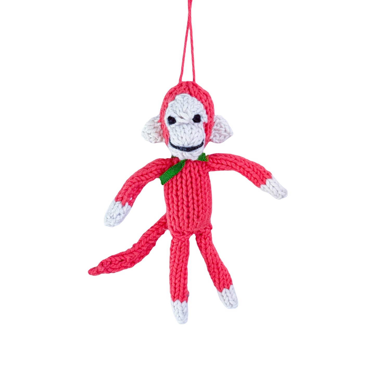 Hand Knit Organic Cotton Ornament - Monkey