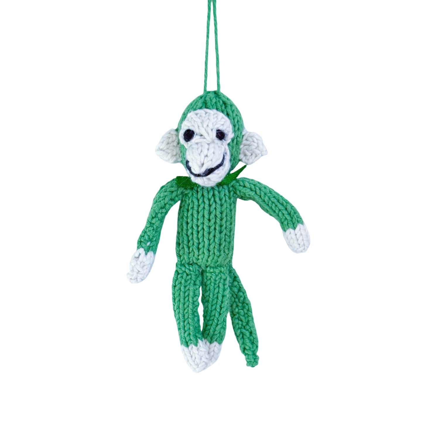Hand Knit Organic Cotton Ornament - Monkey