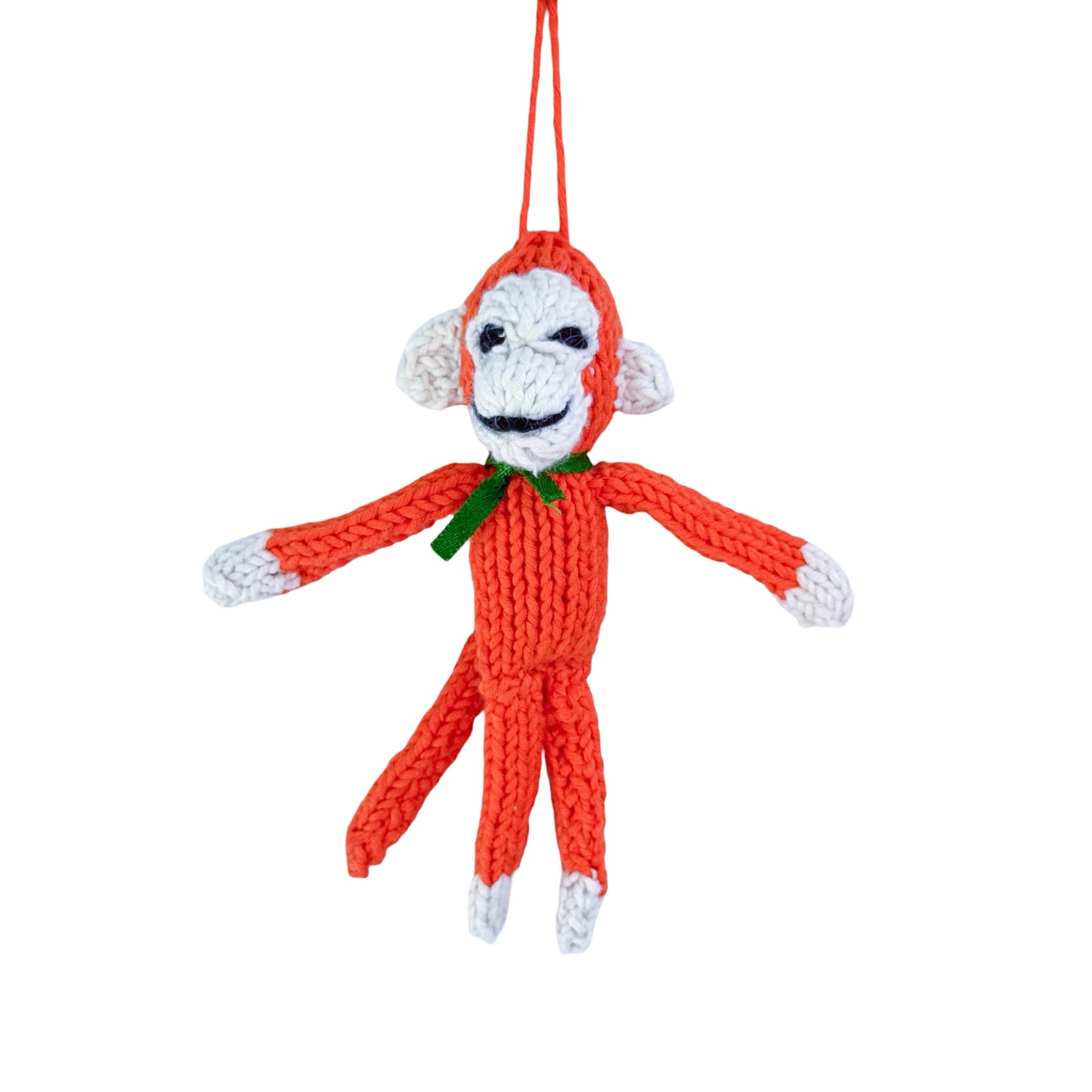 Hand Knit Organic Cotton Ornament - Monkey