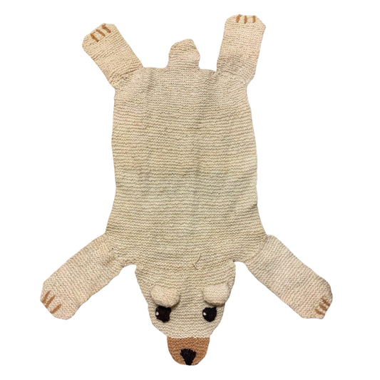 Hand Knit Homespun Wool Polar Bear Rug