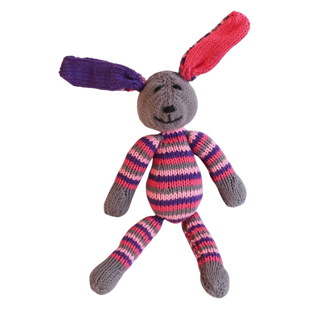 Hand Knit Organic Cotton Rainbow Rabbit