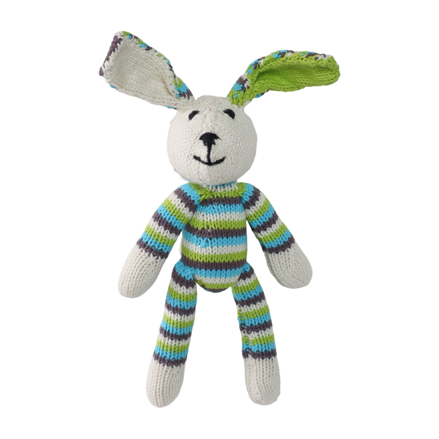 Hand Knit Organic Cotton Rainbow Rabbit