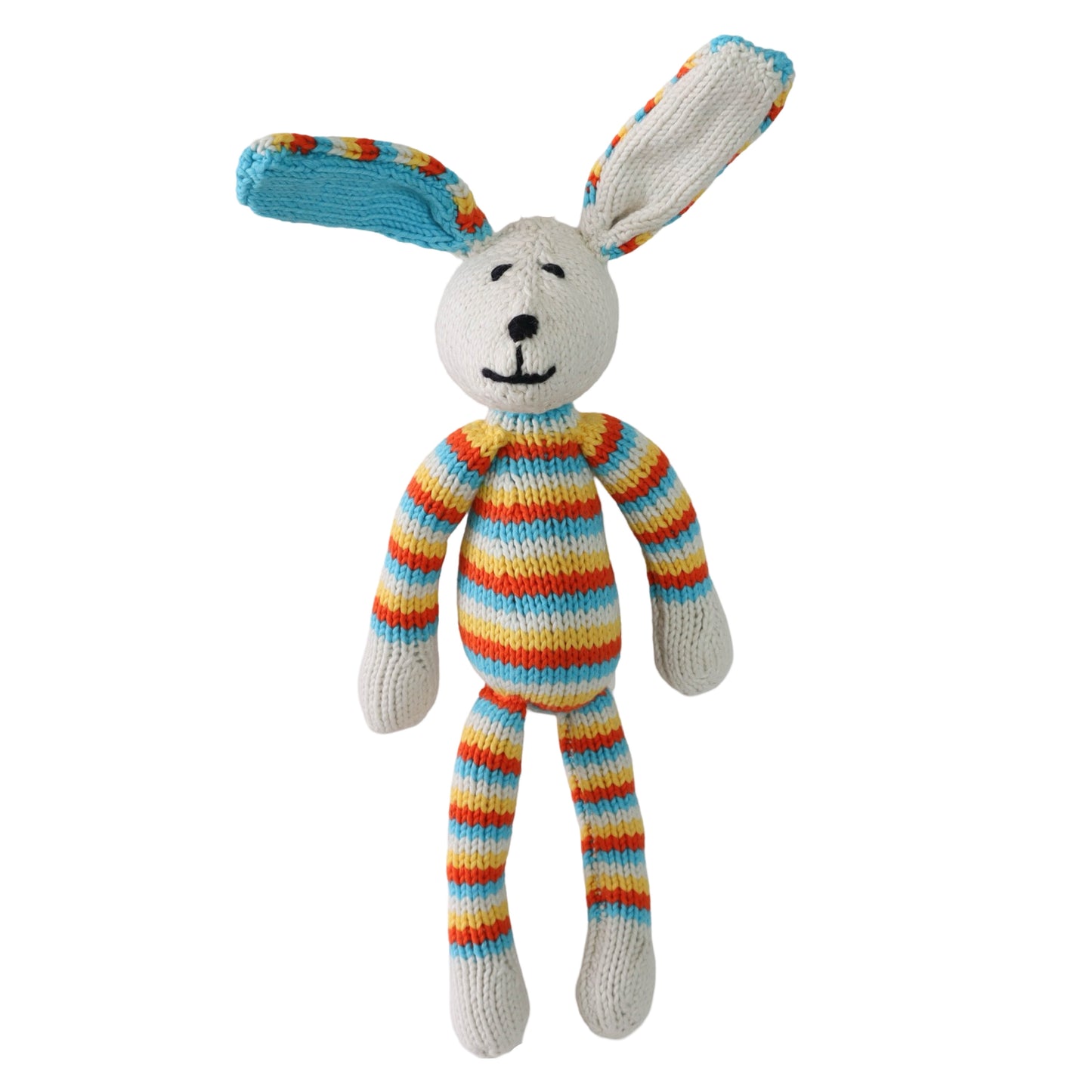 Hand Knit Organic Cotton Rainbow Rabbit
