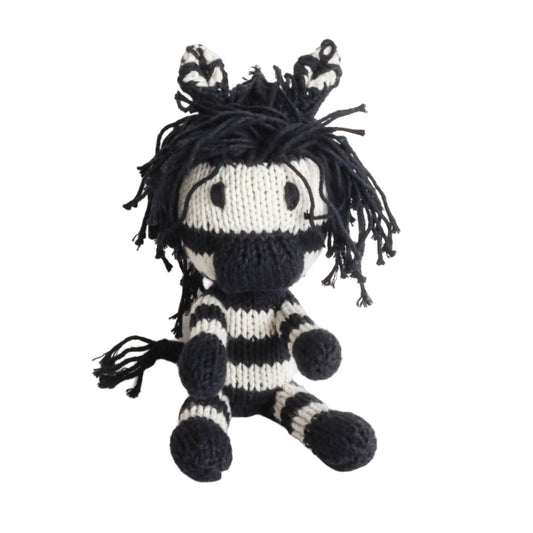 Hand Knit Organic Cotton Rascal-Style Zebra