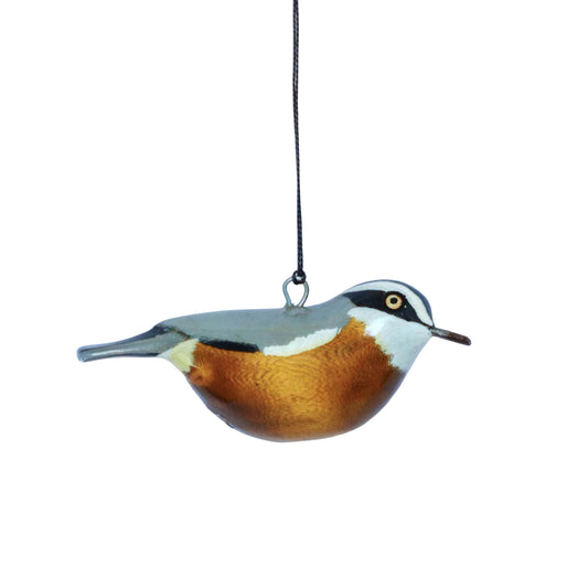 Hand-Carved Bird Ornament - Red-breasted Nuthatch