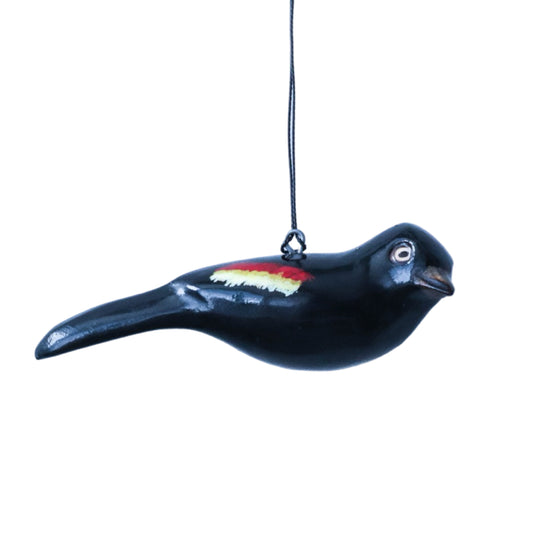 Hand-Carved Bird Ornament - Red-winged Blackbird