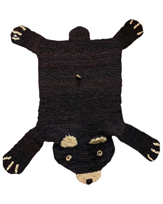 Hand Knit Homespun Wool Bear Rug