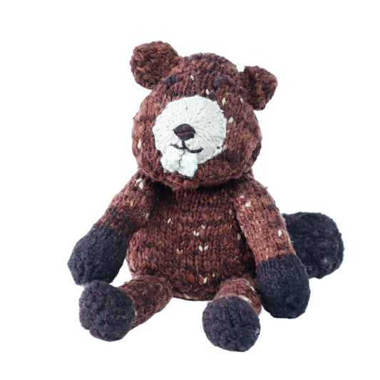 Hand Knit Homespun Wool Safari-Style Beaver