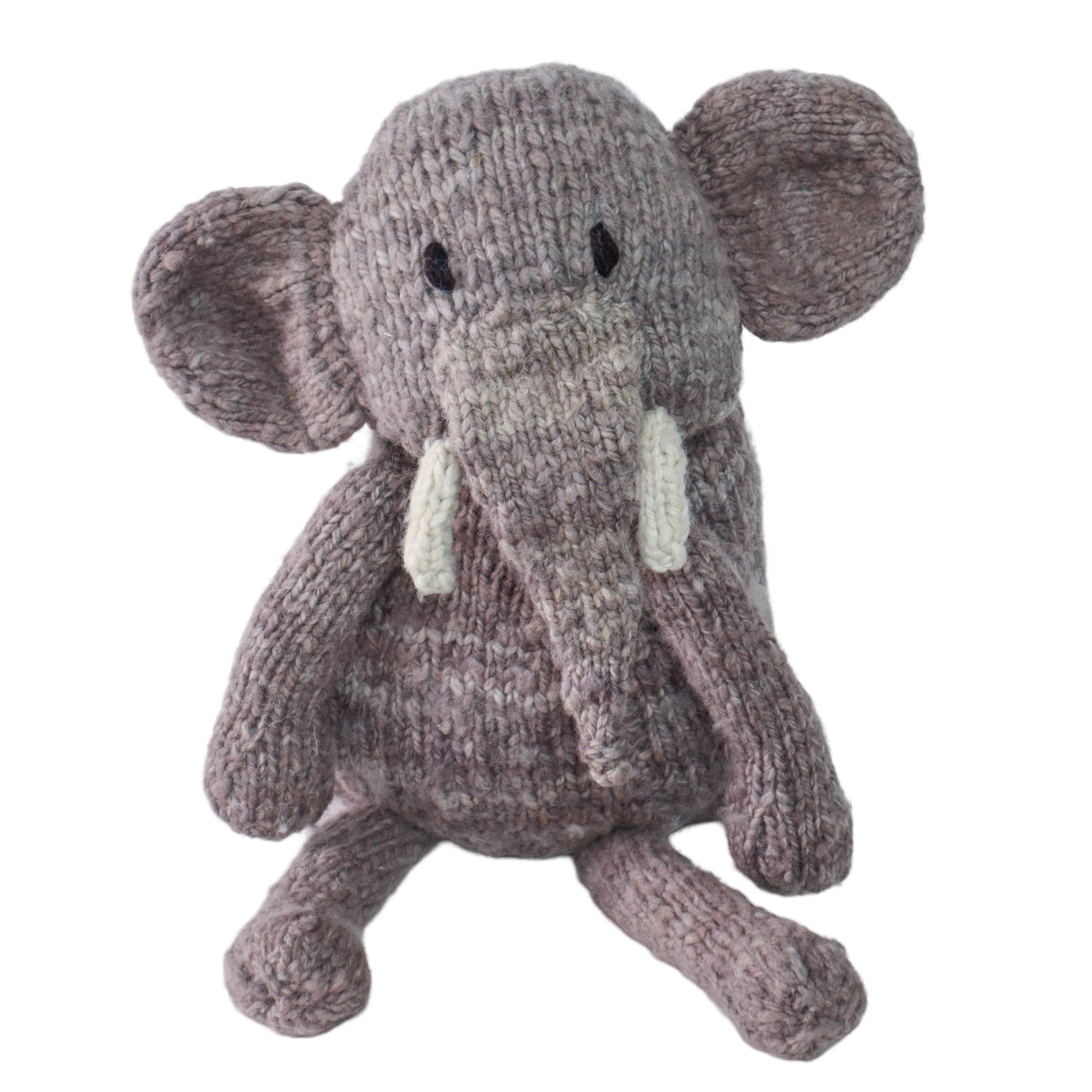 Hand Knit Homespun Wool Safari-Style Elephant