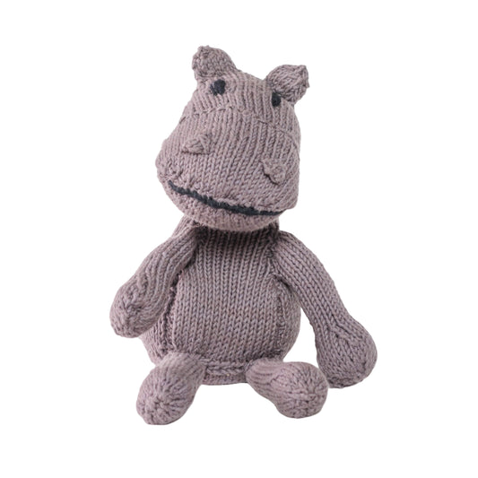 Hand Knit Organic Cotton Safari-Style Hippo