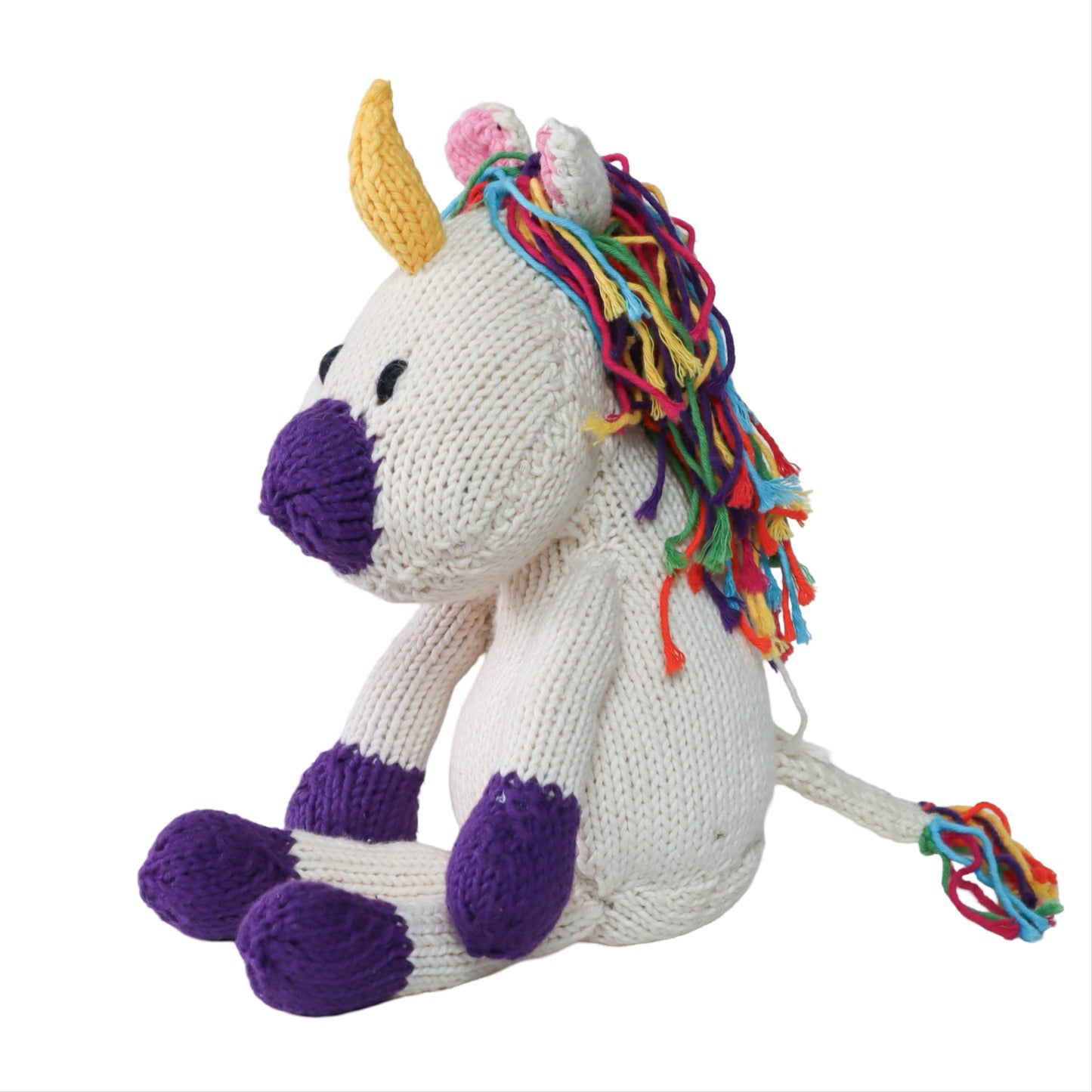 Hand Knit Organic Cotton Safari-Style Unicorn