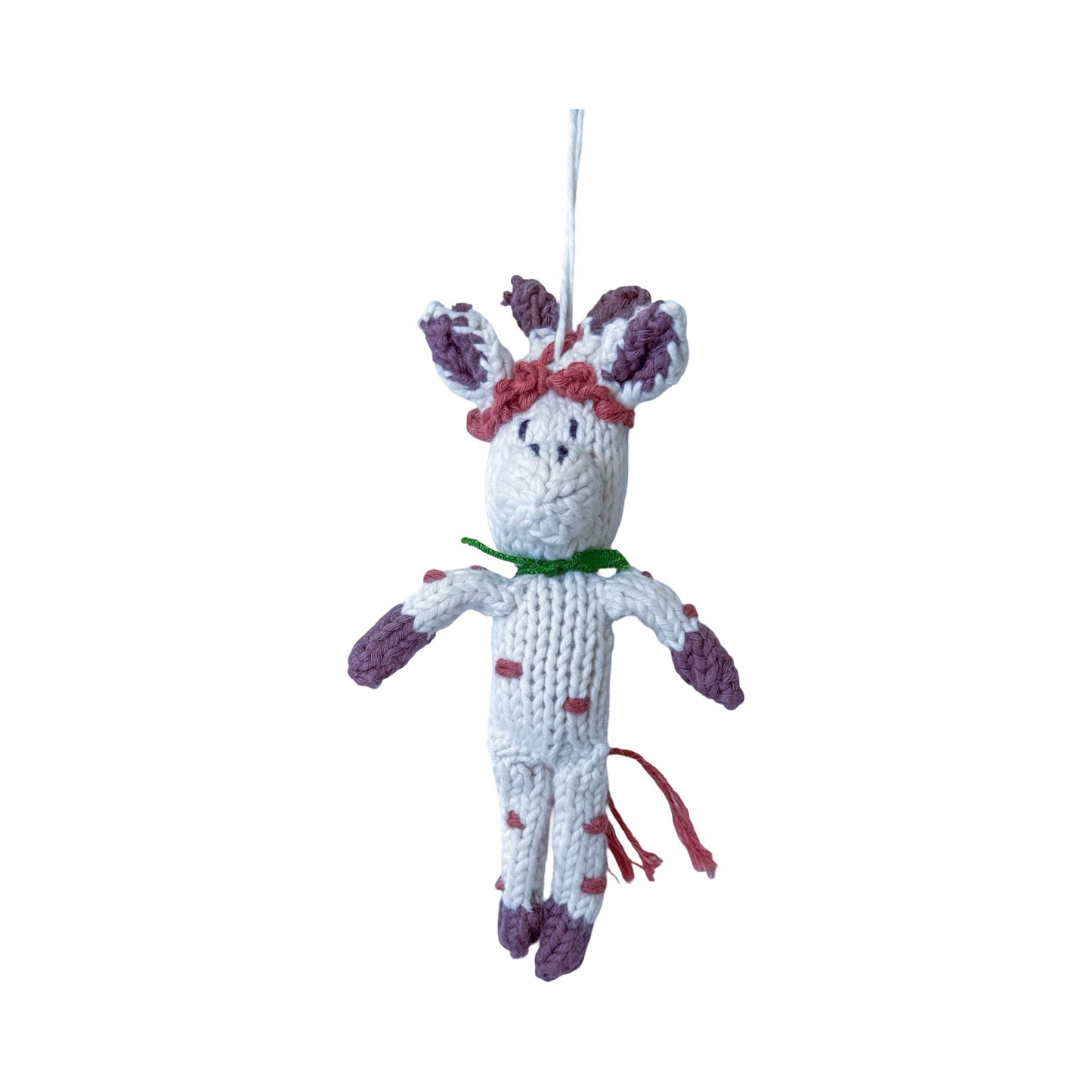 Hand Knit Organic Cotton Ornament - Giraffe