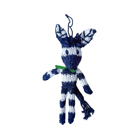 Hand Knit Organic Cotton Ornament - Zebra