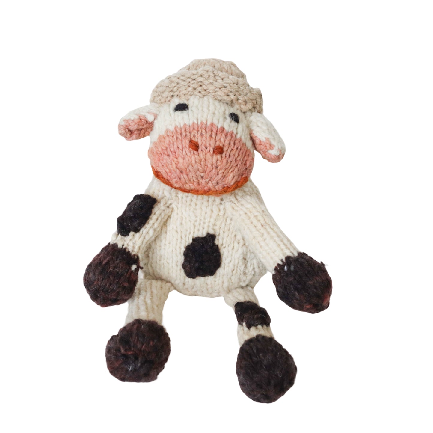 Hand Knit Homespun Wool Shamba-style Cow - small