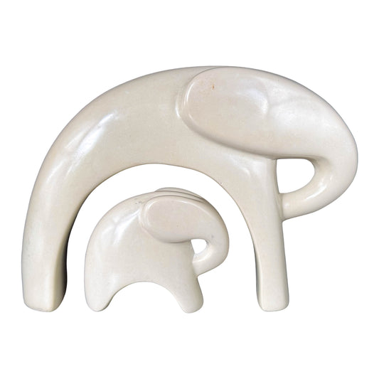 Soapstone Nesting Elephant Mama & Baby