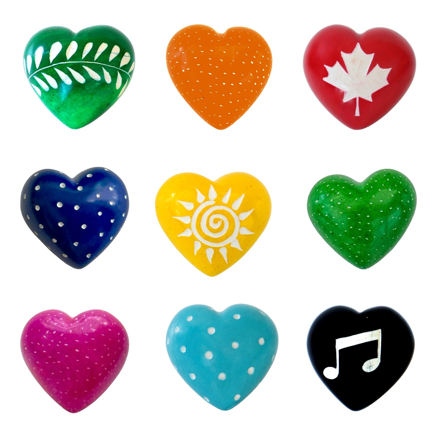 Soapstone Painted Hearts with Etching