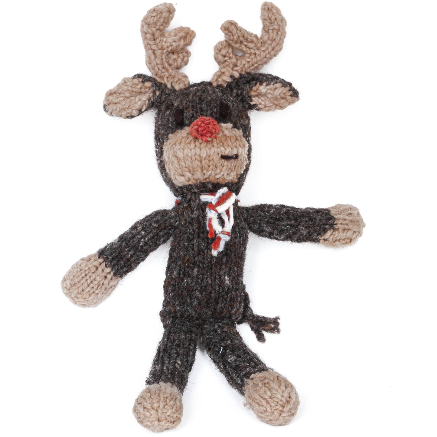 Hand Knit Homespun Wool Spider-Style Reindeer