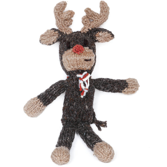 Hand Knit Homespun Wool Spider-Style Reindeer