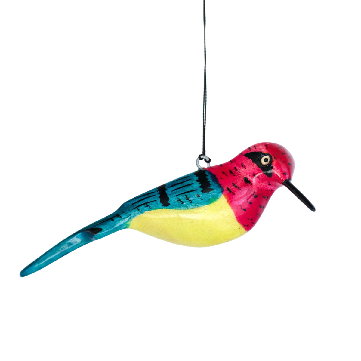 Hand-Carved Bird Ornament - Sunbirds