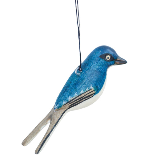 Hand-Carved Bird Ornament - Tree Swallow