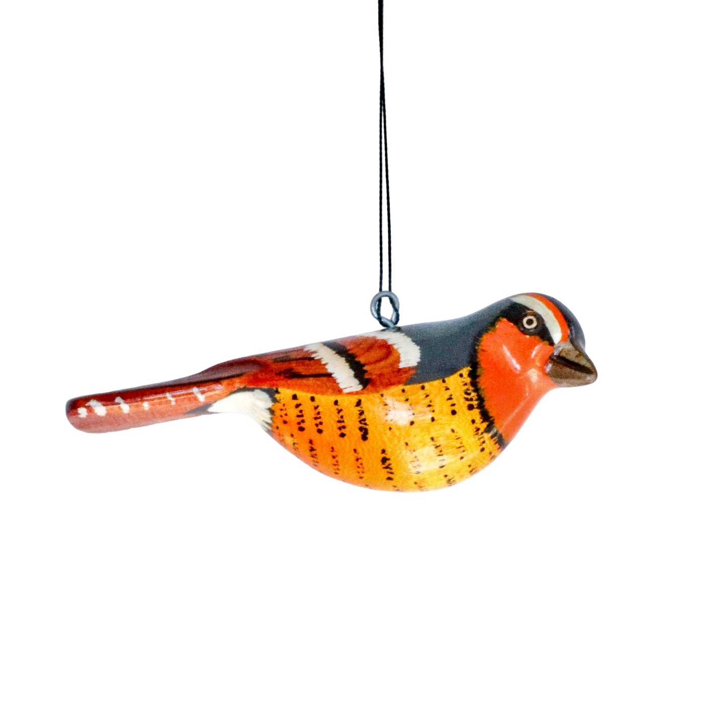 Hand-Carved Bird Ornament - Varied Thrush