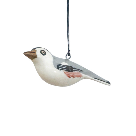 Hand-Carved Bird Ornament - White-breasted Nuthatch