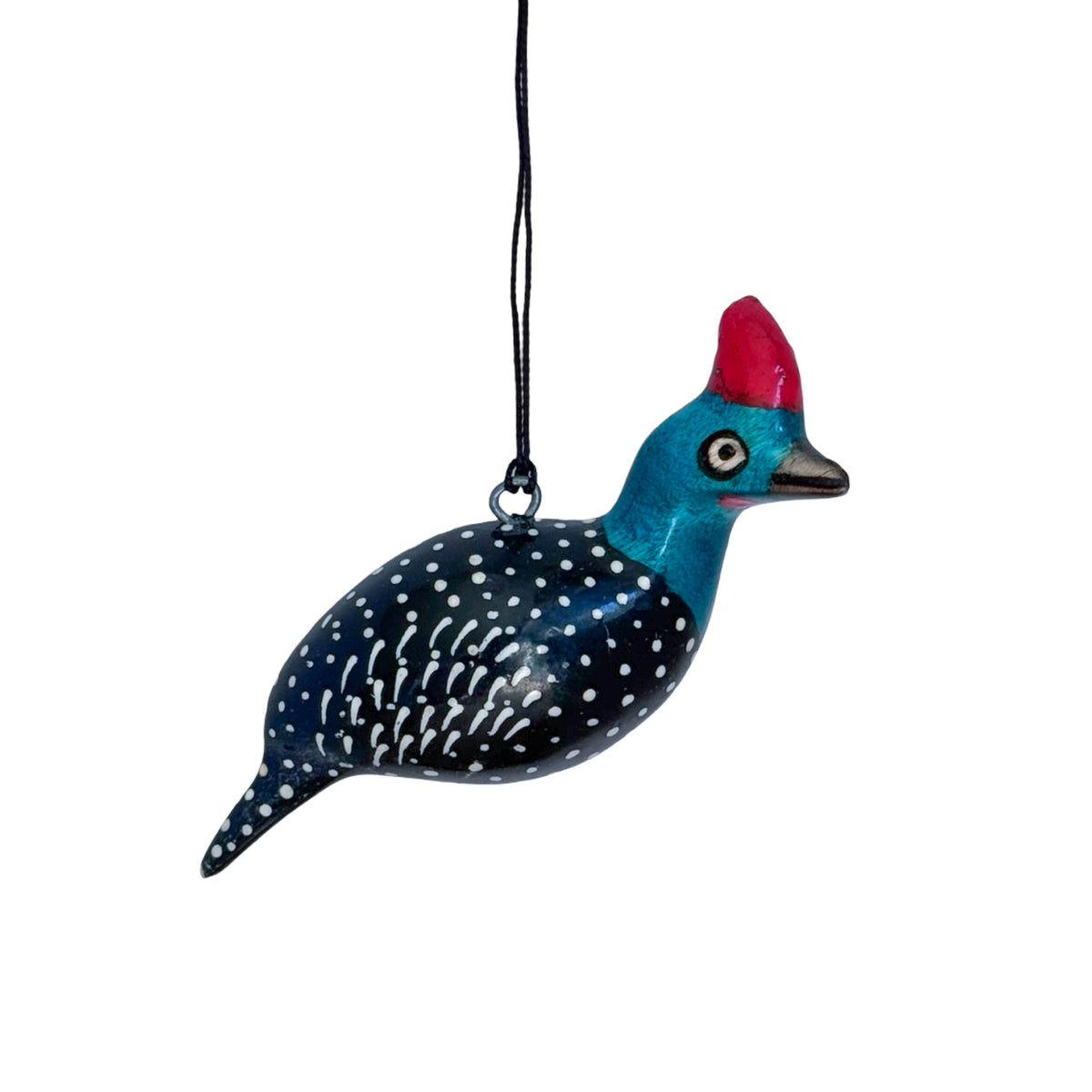 Hand-Carved Bird Ornament - Guinea Fowl
