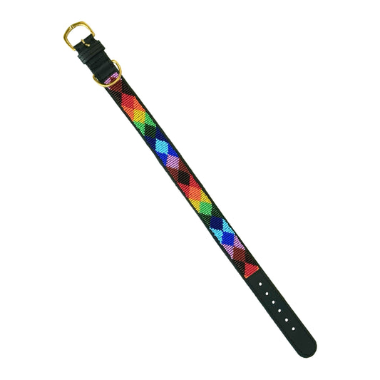 Beaded Dog Collar - Diamond Rainbow