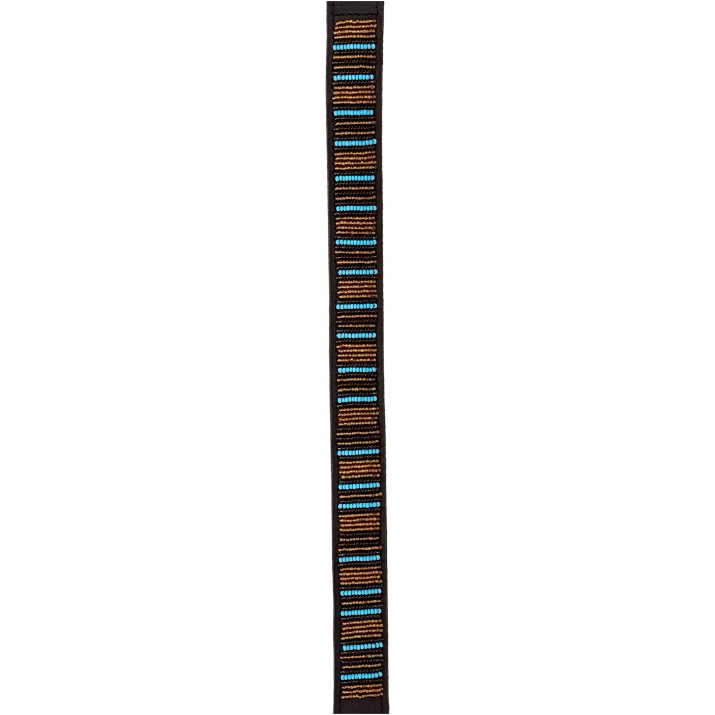 Beaded Dog Collar - Gold & Blue Stripe
