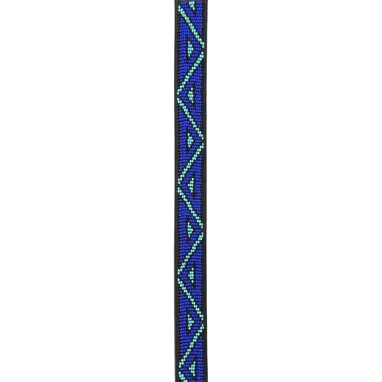 Beaded Dog Collar - Blue-Green Zigzag