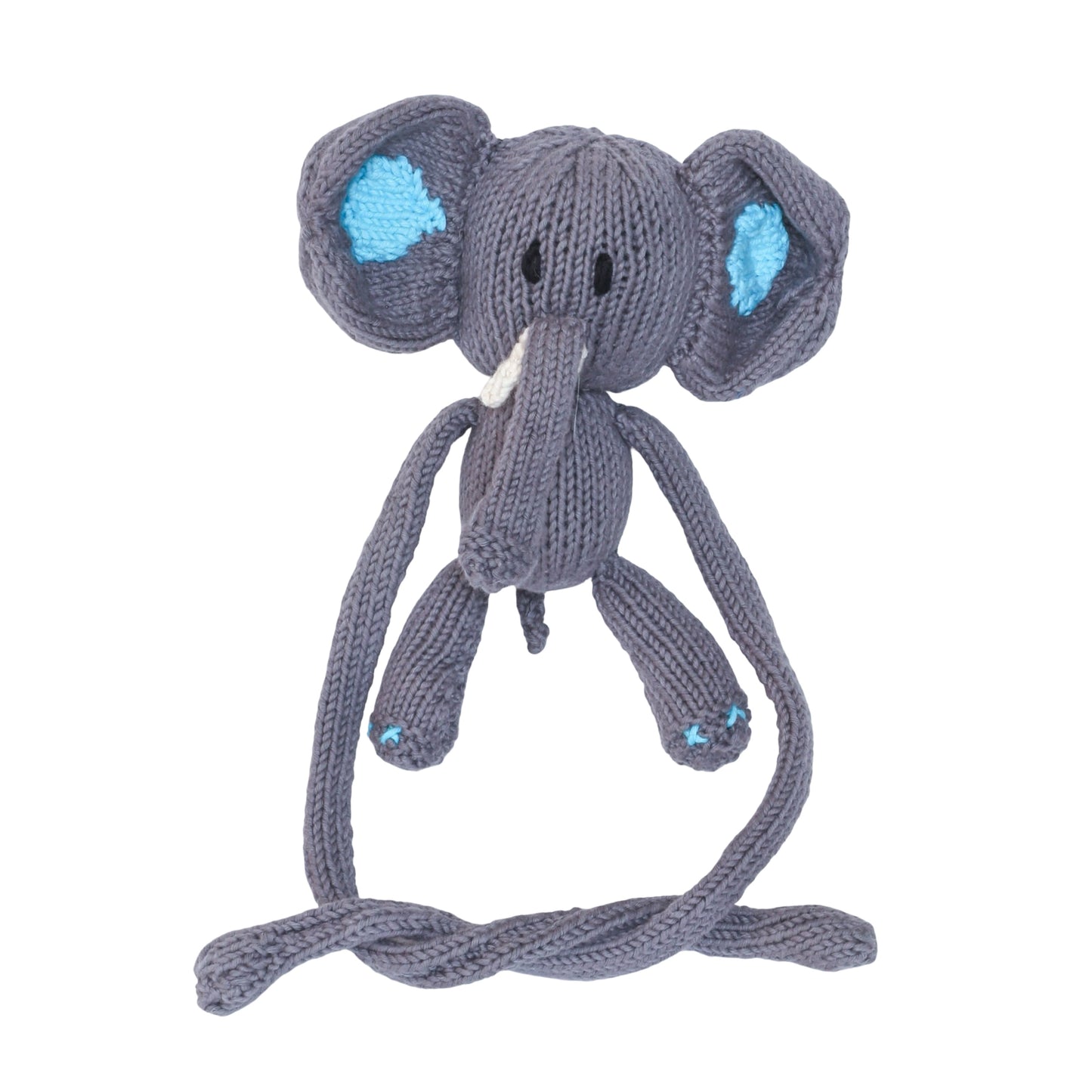 Hand Knit Organic Cotton Curtain Tie-Back Elephant