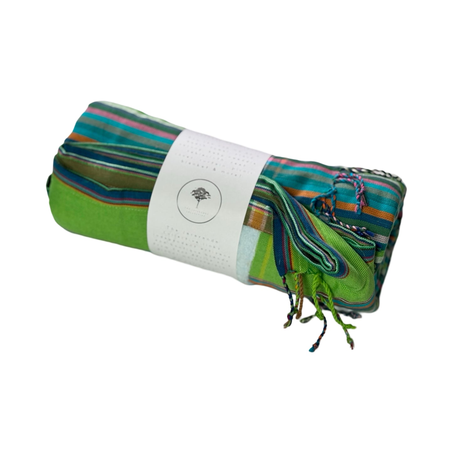 Kikoi with Towel - Apple Green Stripe & Ice Blue