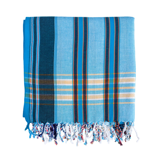 Kikoi Beach Wrap - Blue/Teal Stripe