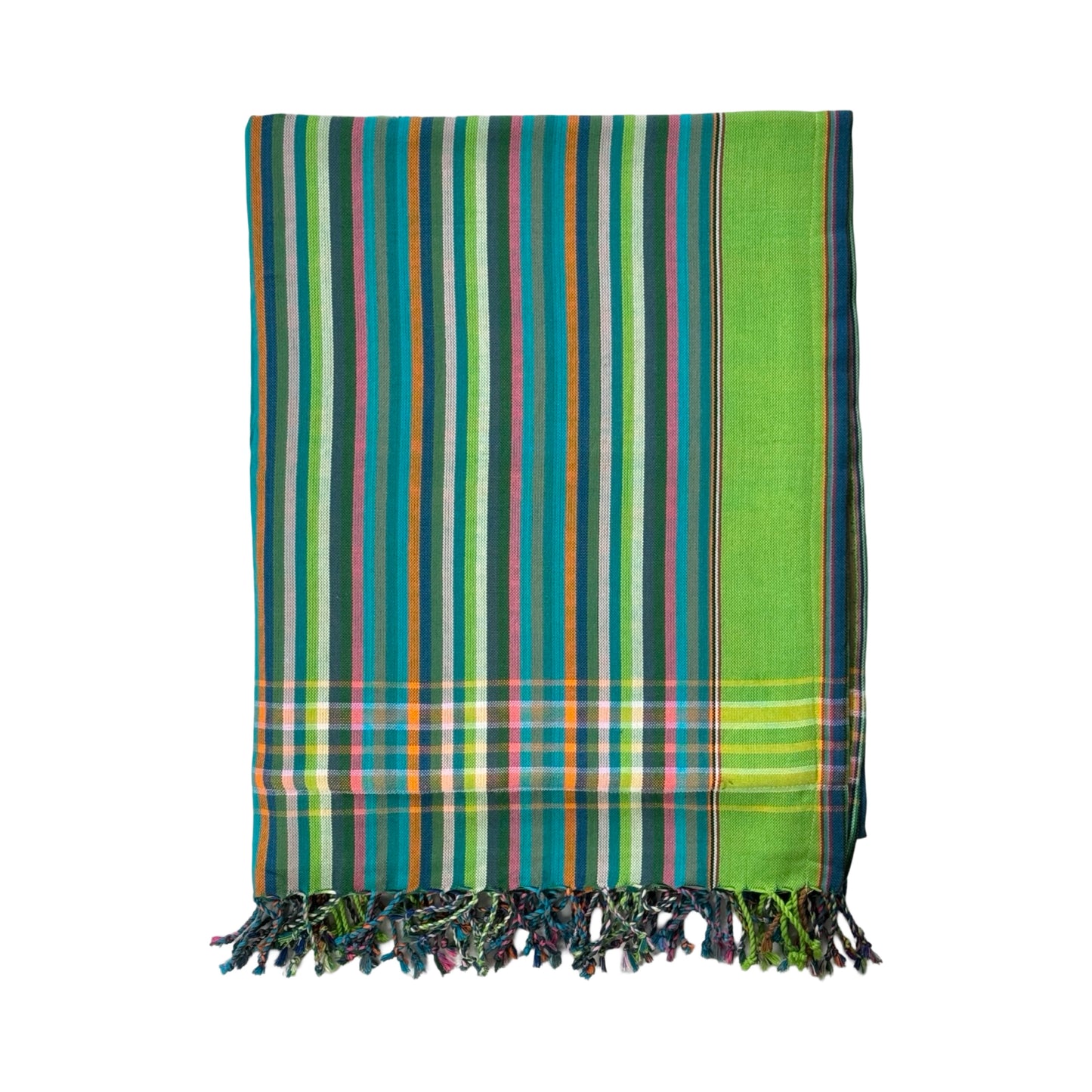 Kikoi with Towel - Apple Green Stripe & Ice Blue