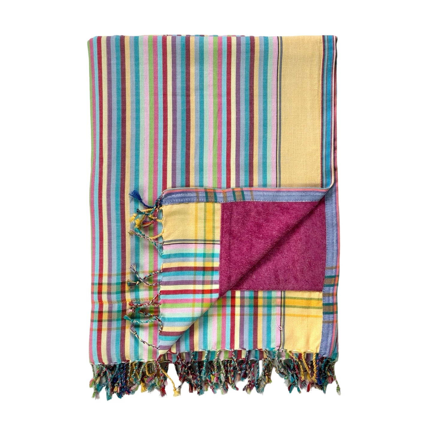 Kikoi with Towel - Butter Yellow & Raspberry